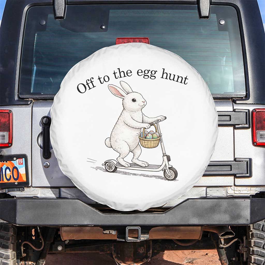 Off To The Egg Hunt Spare Tire Cover Funny Easter Bunny TS14 No hole White Print Your Wear