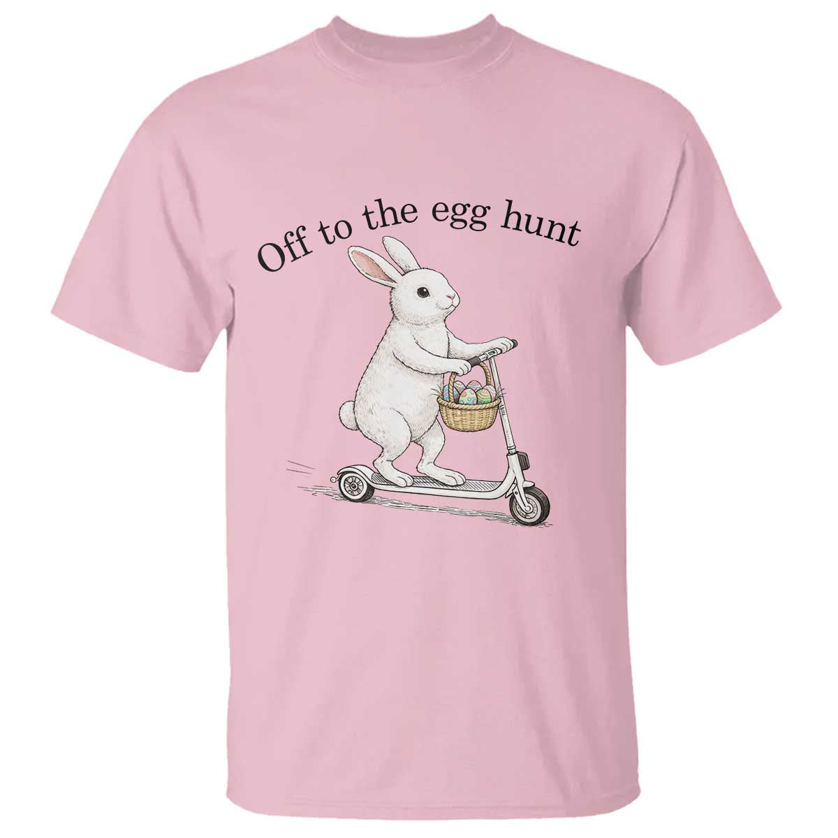 Off To The Egg Hunt T Shirt Funny Easter Bunny TS14 Light Pink Print Your Wear