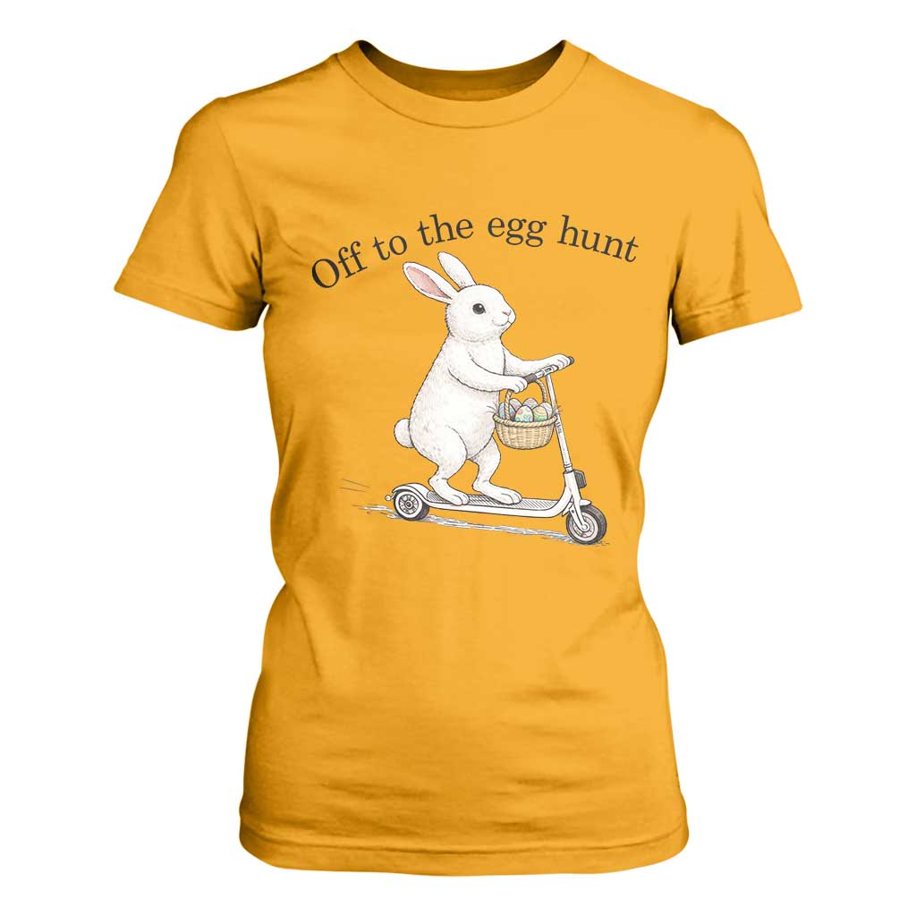 Off To The Egg Hunt T Shirt For Women Funny Easter Bunny TS14 Gold Print Your Wear