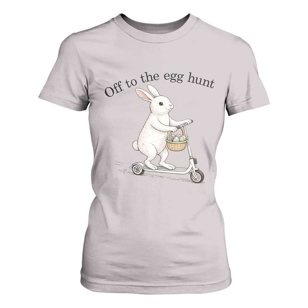 Off To The Egg Hunt T Shirt For Women Funny Easter Bunny TS14 Ice Gray Print Your Wear