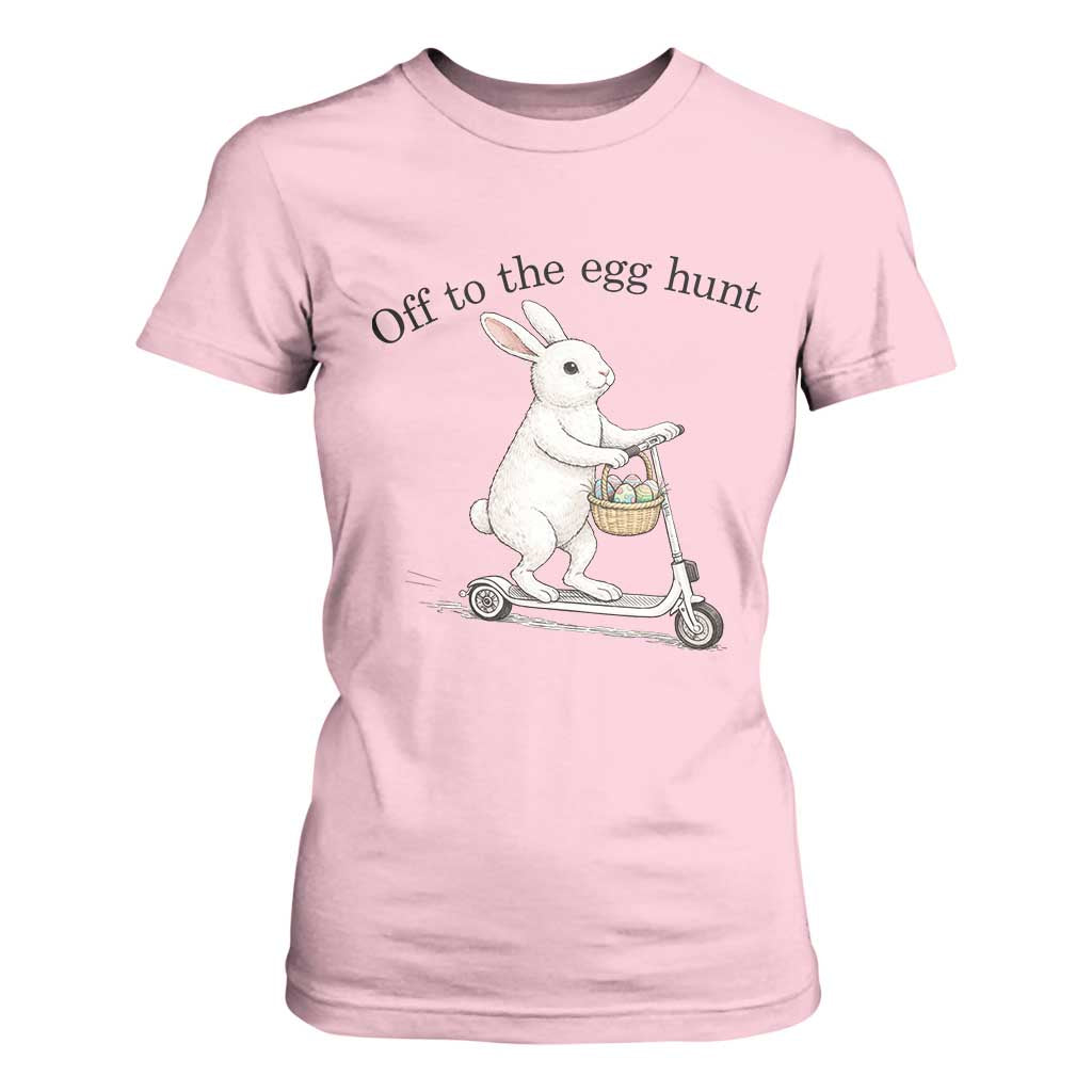 Off To The Egg Hunt T Shirt For Women Funny Easter Bunny TS14 Light Pink Print Your Wear