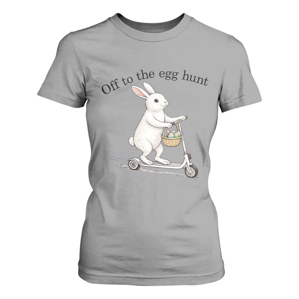 Off To The Egg Hunt T Shirt For Women Funny Easter Bunny TS14 Sport Gray Print Your Wear