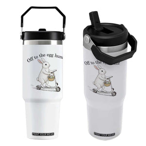 Off To The Egg Hunt Flip Straw Tumbler Funny Easter Bunny TS14 One Size: 30 oz White Print Your Wear