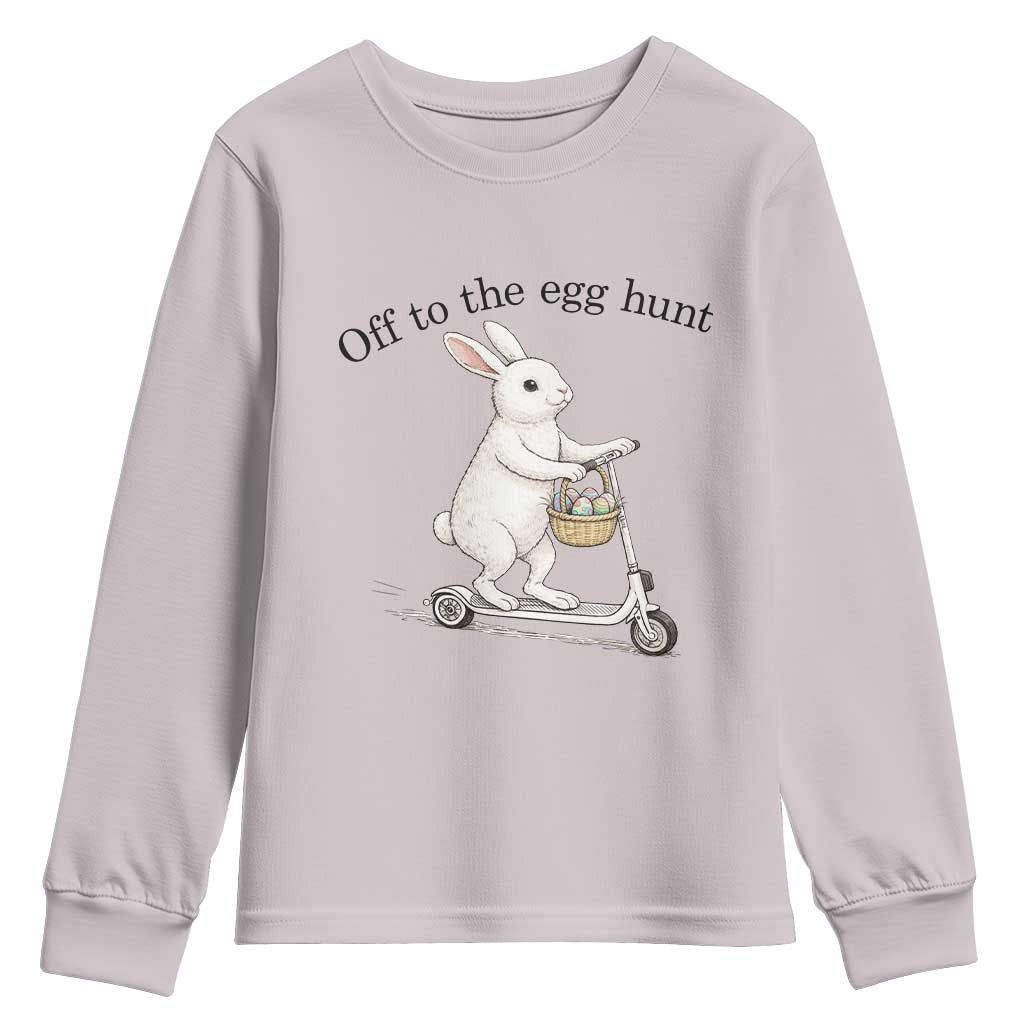 Off To The Egg Hunt Youth Sweatshirt Funny Easter Bunny TS14 Ice Gray Print Your Wear