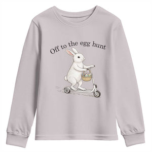 Off To The Egg Hunt Youth Sweatshirt Funny Easter Bunny TS14 Ice Gray Print Your Wear