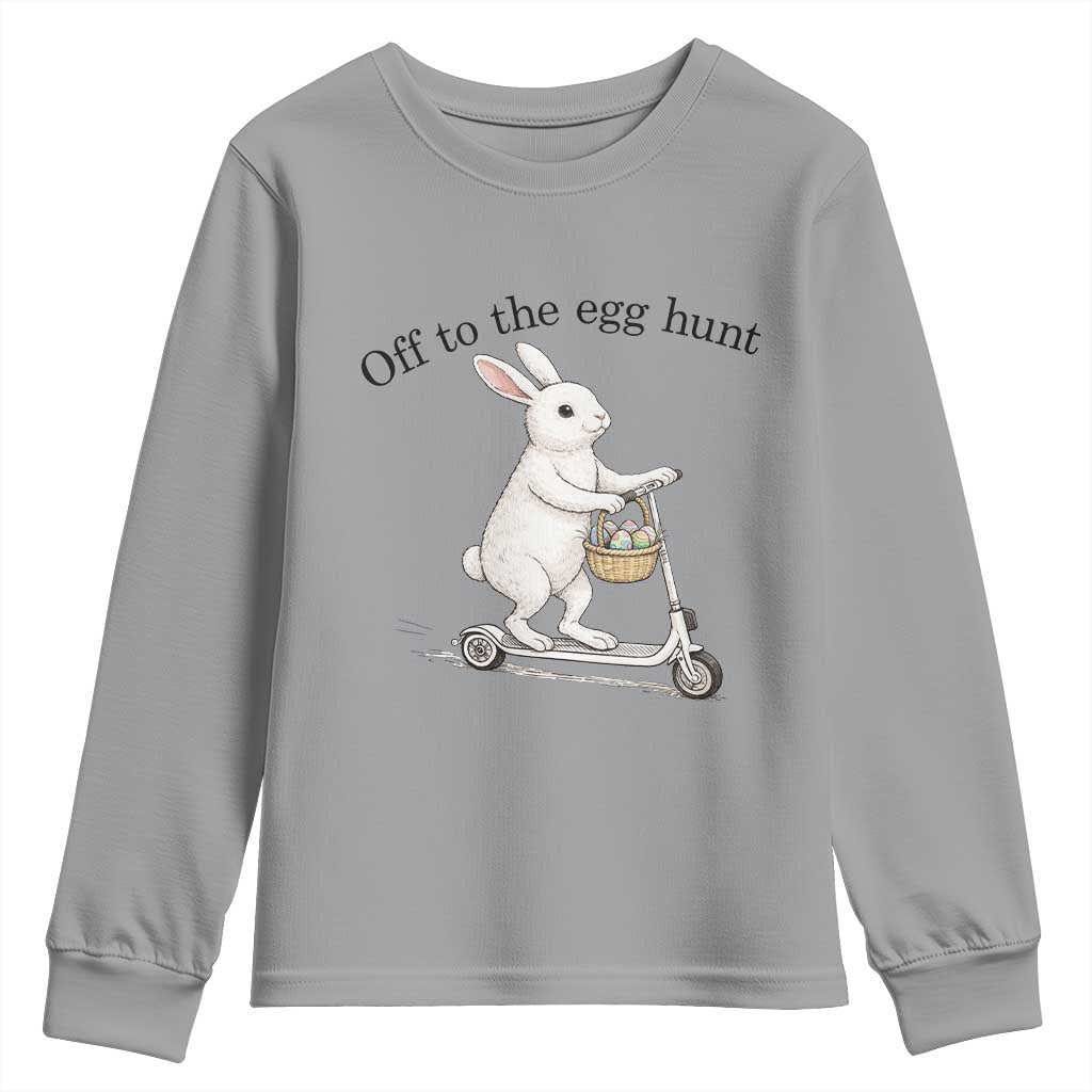 Off To The Egg Hunt Youth Sweatshirt Funny Easter Bunny TS14 Sport Gray Print Your Wear