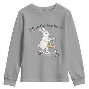 Off To The Egg Hunt Youth Sweatshirt Funny Easter Bunny TS14 Sport Gray Print Your Wear