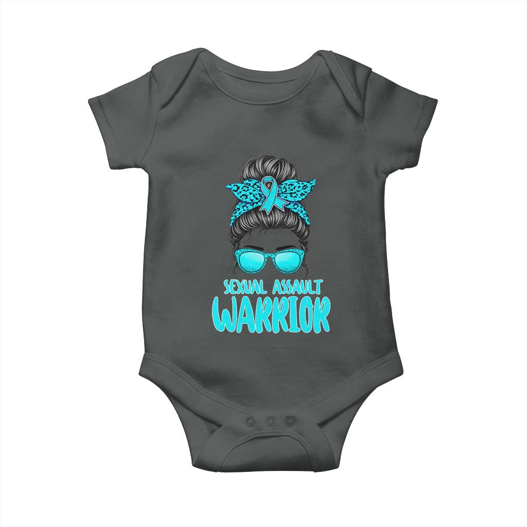 Sexual Assault Awareness Messy Bun Support Survivors Baby Onesie TS14 Dark Heather Print Your Wear