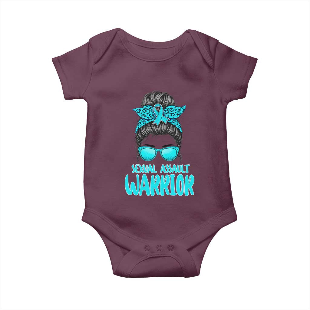 Sexual Assault Awareness Messy Bun Support Survivors Baby Onesie TS14 Maroon Print Your Wear
