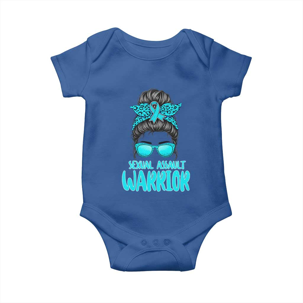 Sexual Assault Awareness Messy Bun Support Survivors Baby Onesie TS14 Royal Blue Print Your Wear