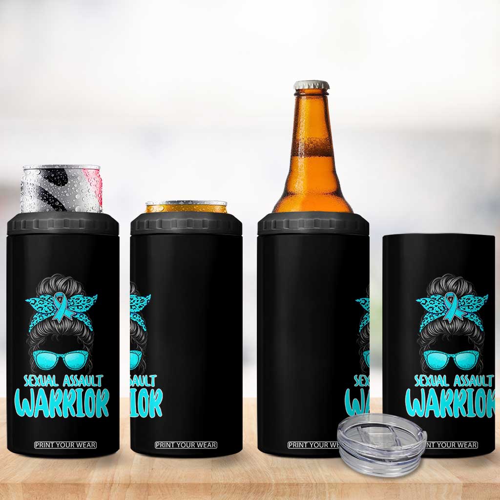Sexual Assault Awareness Messy Bun Support Survivors 4 in 1 Can Cooler Tumbler TS14 Print Your Wear