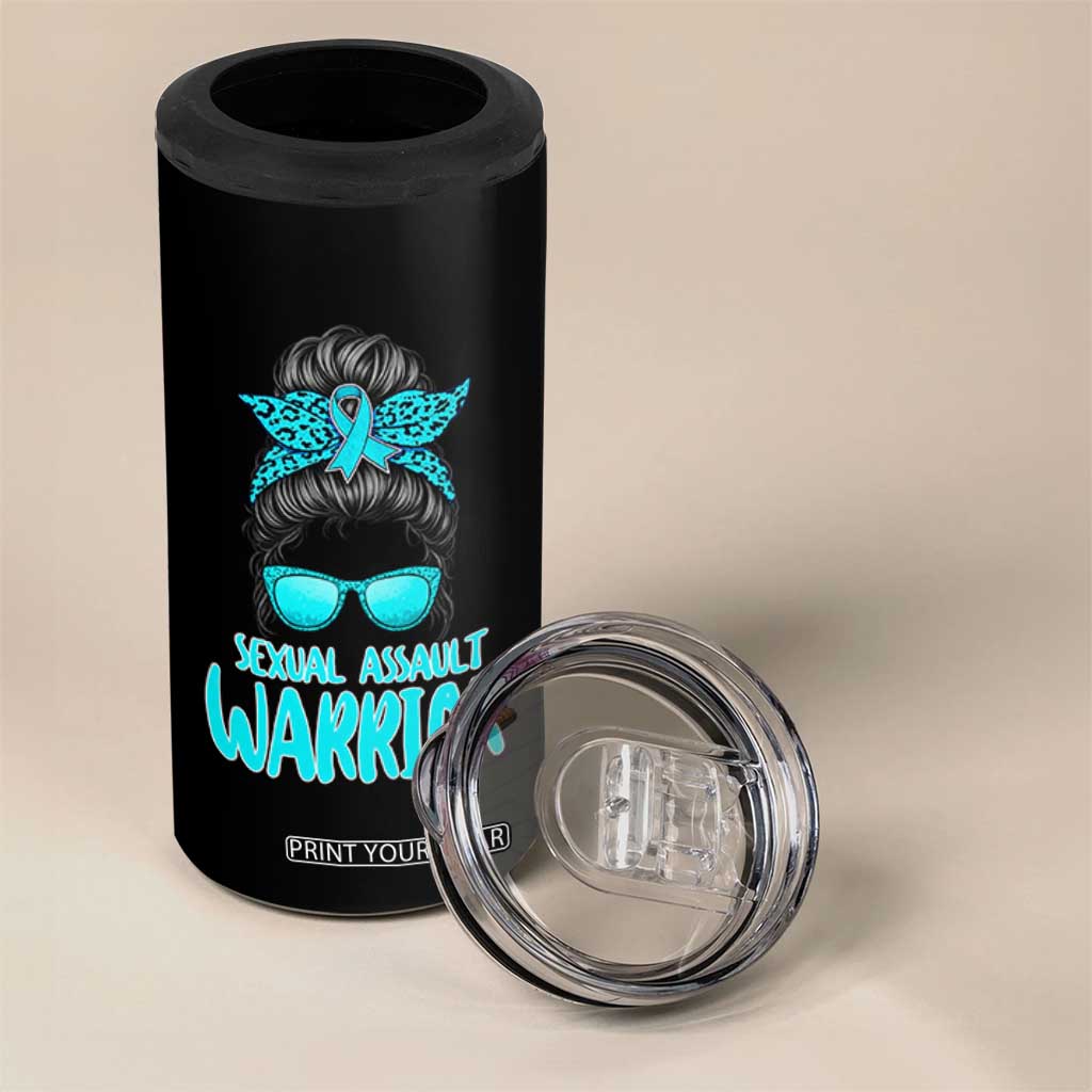 Sexual Assault Awareness Messy Bun Support Survivors 4 in 1 Can Cooler Tumbler TS14 Print Your Wear