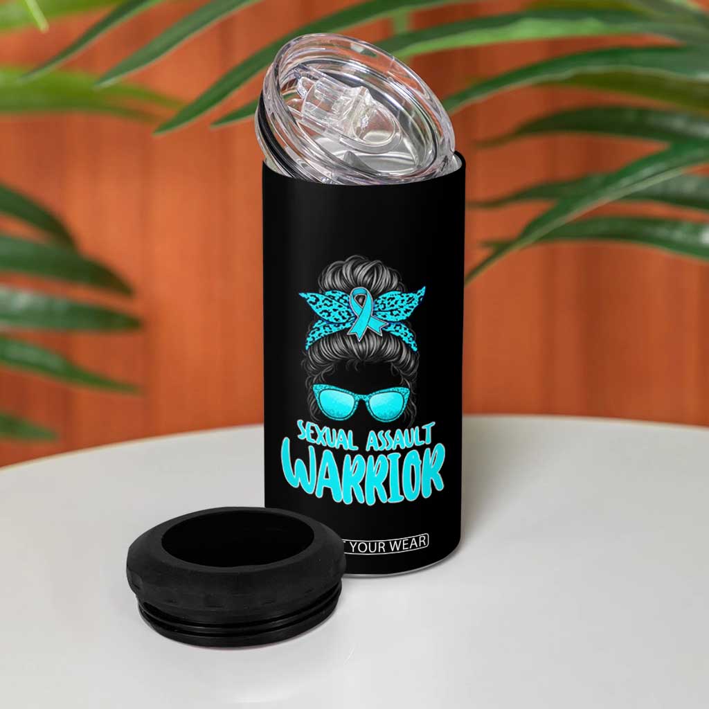 Sexual Assault Awareness Messy Bun Support Survivors 4 in 1 Can Cooler Tumbler TS14 Print Your Wear