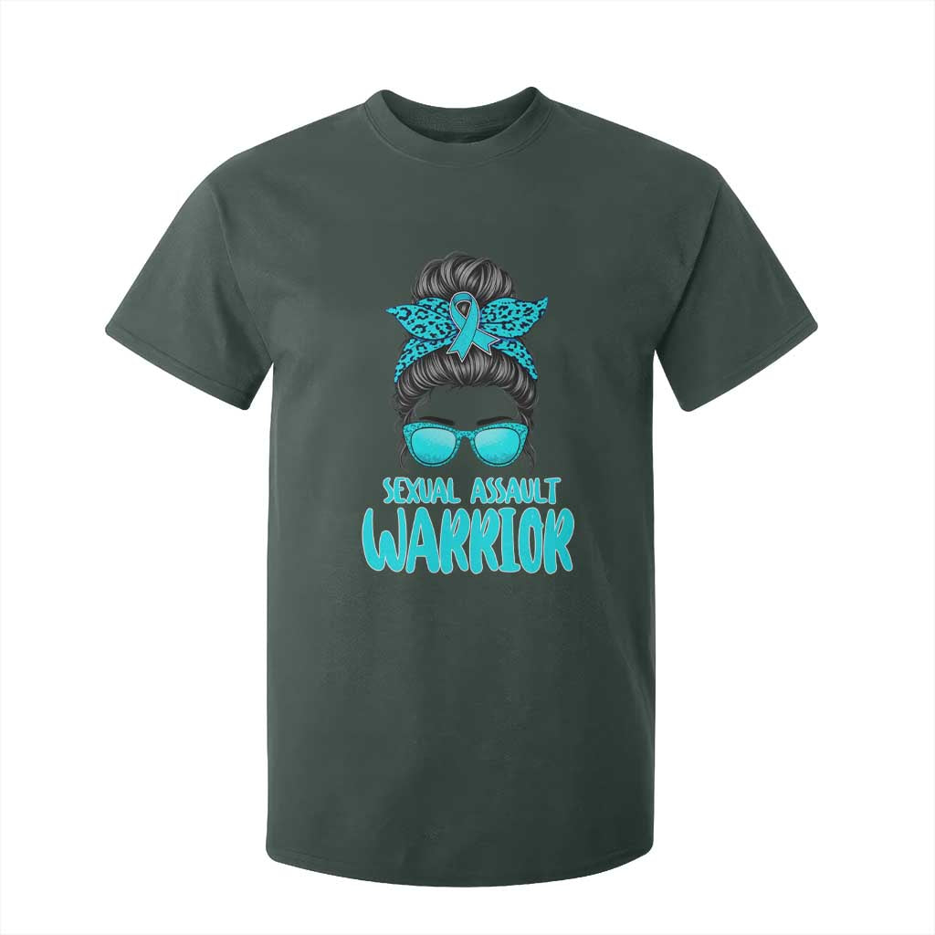 Sexual Assault Awareness Messy Bun Support Survivors T Shirt For Kid TS14 Dark Forest Green Print Your Wear
