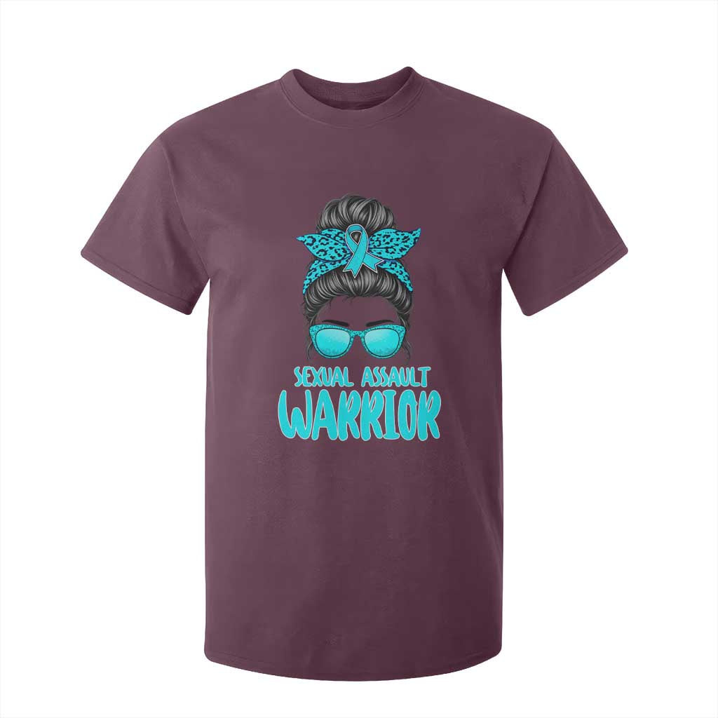Sexual Assault Awareness Messy Bun Support Survivors T Shirt For Kid TS14 Maroon Print Your Wear