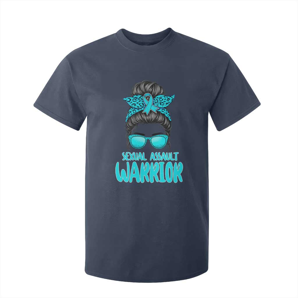 Sexual Assault Awareness Messy Bun Support Survivors T Shirt For Kid TS14 Navy Print Your Wear