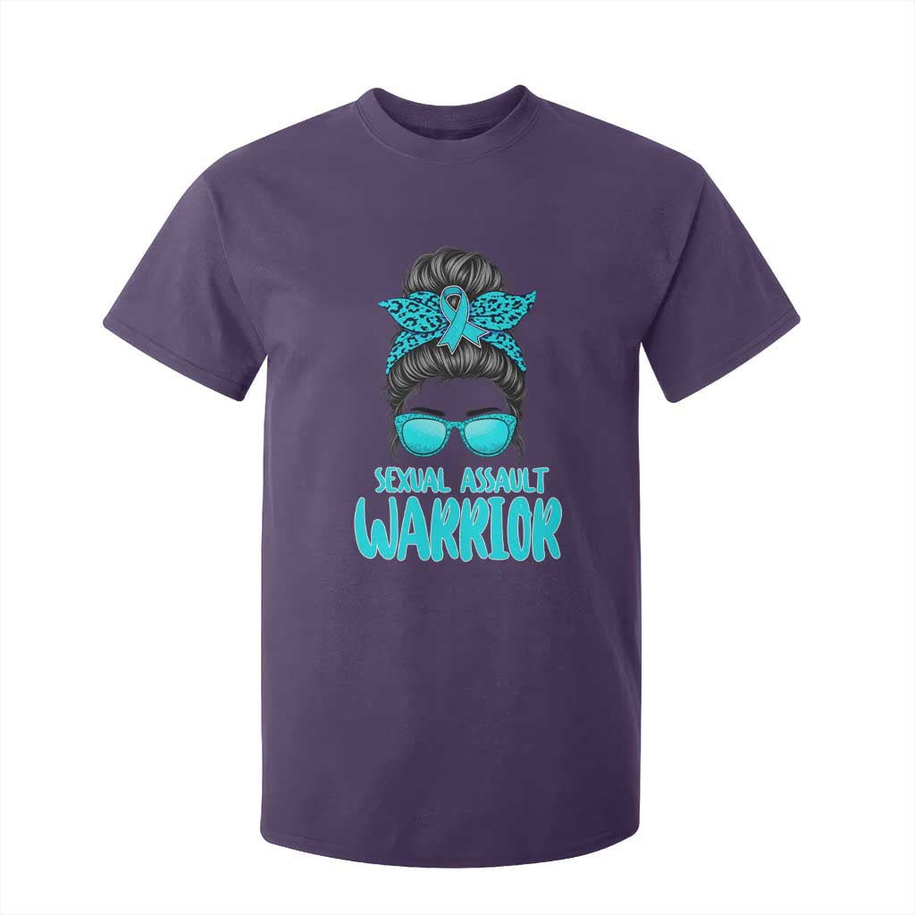 Sexual Assault Awareness Messy Bun Support Survivors T Shirt For Kid TS14 Purple Print Your Wear