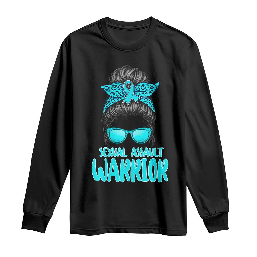 Sexual Assault Awareness Messy Bun Support Survivors Long Sleeve Shirt TS14 Black Print Your Wear