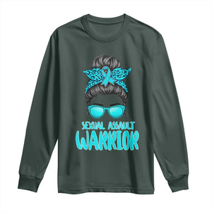 Sexual Assault Awareness Messy Bun Support Survivors Long Sleeve Shirt TS14 Dark Forest Green Print Your Wear