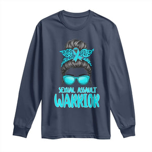 Sexual Assault Awareness Messy Bun Support Survivors Long Sleeve Shirt TS14 Navy Print Your Wear