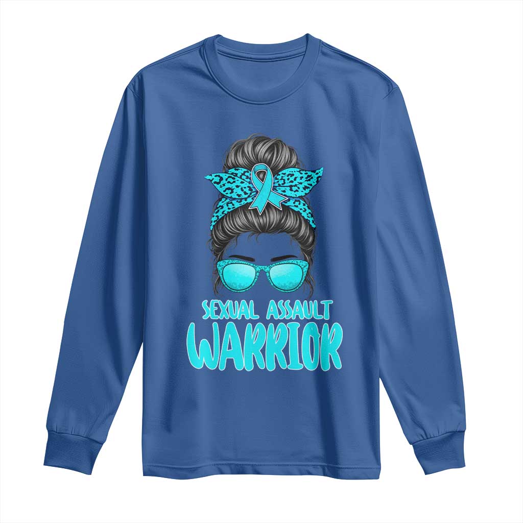 Sexual Assault Awareness Messy Bun Support Survivors Long Sleeve Shirt TS14 Royal Blue Print Your Wear