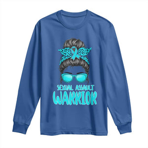 Sexual Assault Awareness Messy Bun Support Survivors Long Sleeve Shirt TS14 Royal Blue Print Your Wear