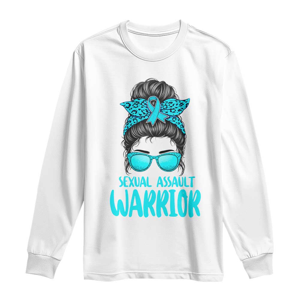 Sexual Assault Awareness Messy Bun Support Survivors Long Sleeve Shirt TS14 White Print Your Wear