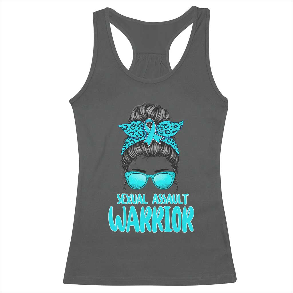 Sexual Assault Awareness Messy Bun Support Survivors Racerback Tank Top TS14 Dark Heather Print Your Wear