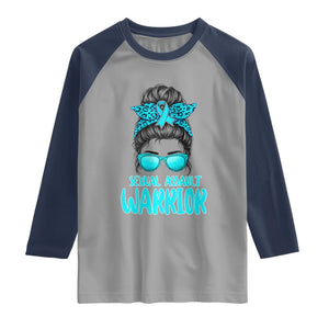 Sexual Assault Awareness Messy Bun Support Survivors Raglan Shirt TS14 Sport Gray Navy Print Your Wear
