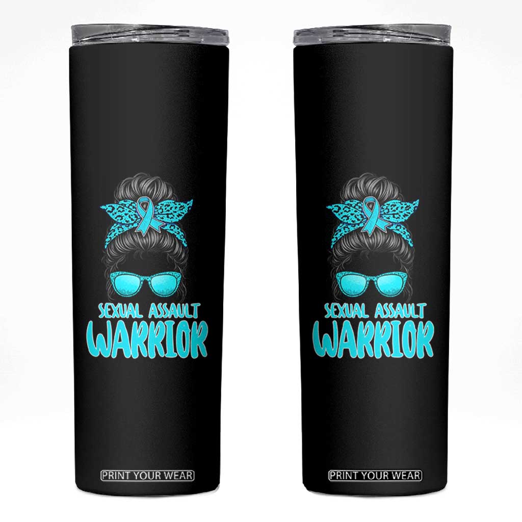 Sexual Assault Awareness Messy Bun Support Survivors Skinny Tumbler TS14 Black Print Your Wear