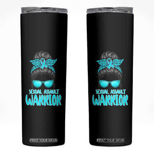Sexual Assault Awareness Messy Bun Support Survivors Skinny Tumbler TS14 Black Print Your Wear