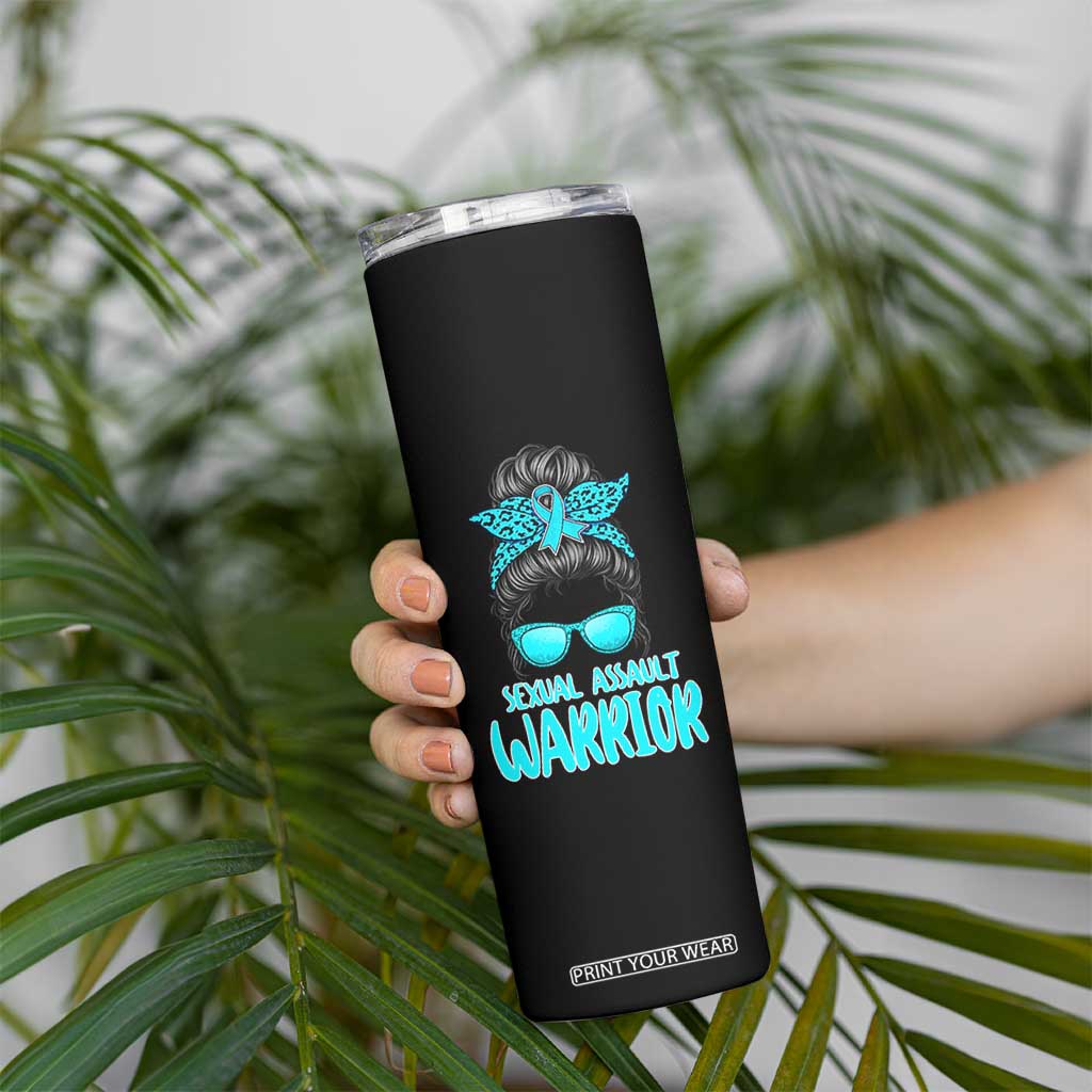 Sexual Assault Awareness Messy Bun Support Survivors Skinny Tumbler TS14 Print Your Wear