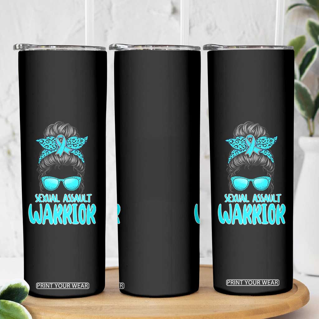 Sexual Assault Awareness Messy Bun Support Survivors Skinny Tumbler TS14 Print Your Wear