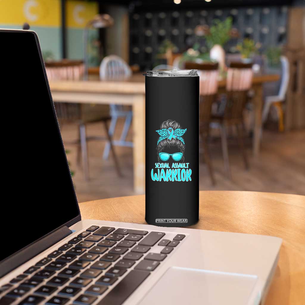 Sexual Assault Awareness Messy Bun Support Survivors Skinny Tumbler TS14 Print Your Wear