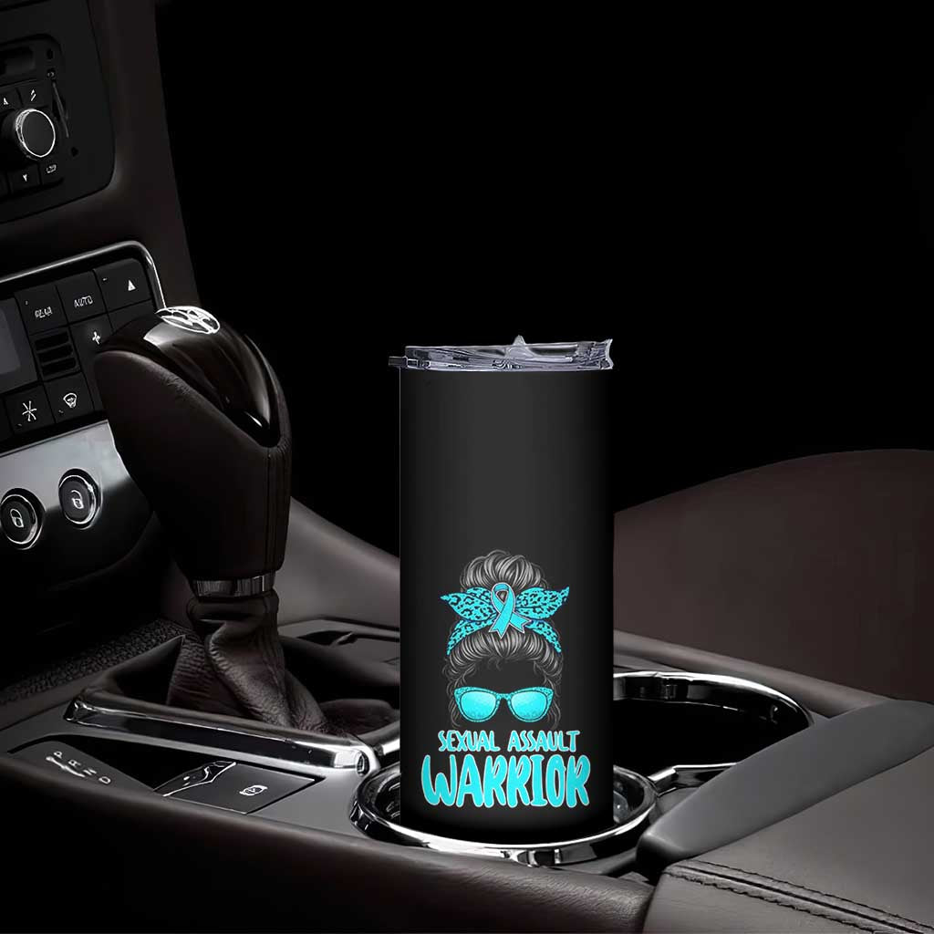 Sexual Assault Awareness Messy Bun Support Survivors Skinny Tumbler TS14 Print Your Wear