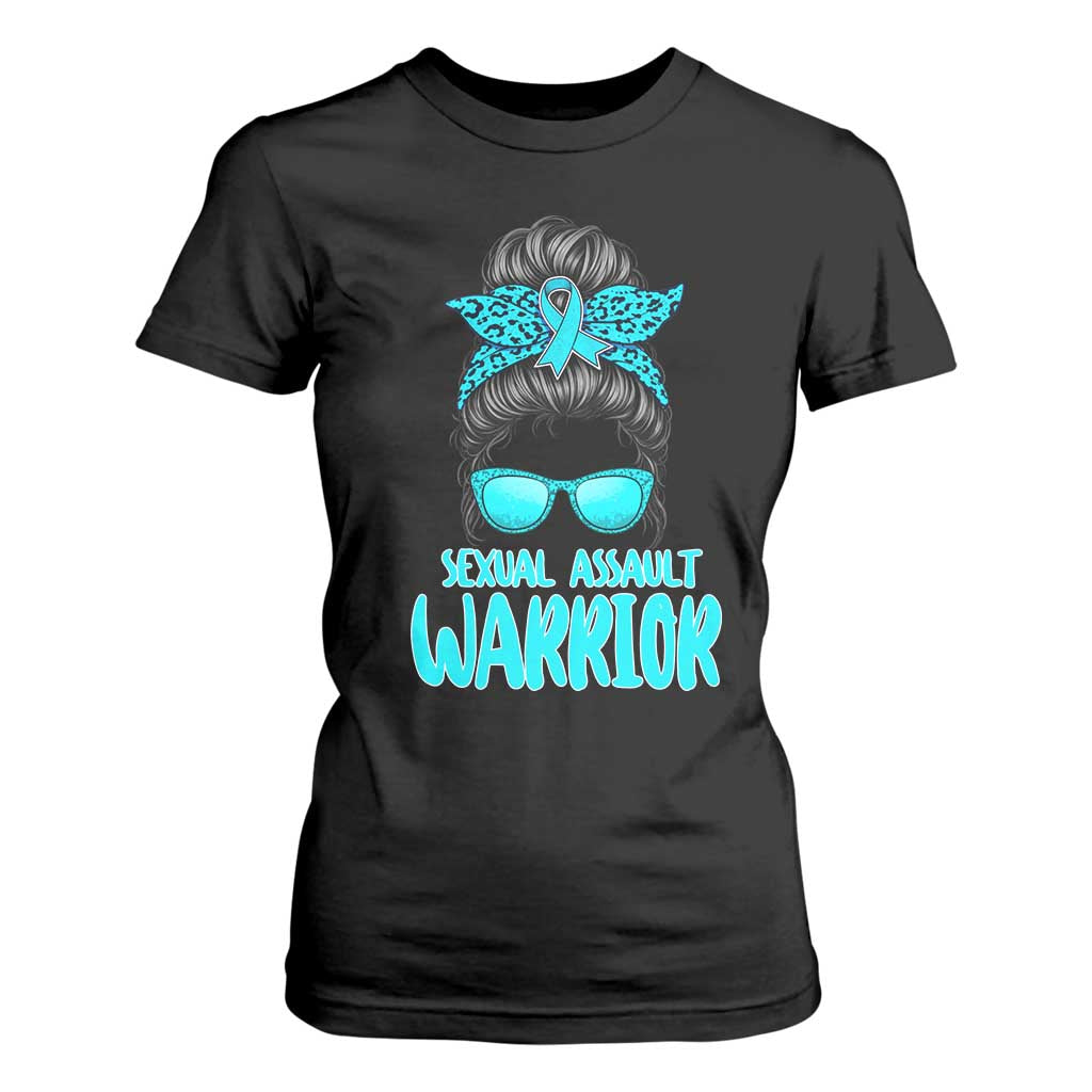 Sexual Assault Awareness Messy Bun Support Survivors T Shirt For Women TS14 Black Print Your Wear