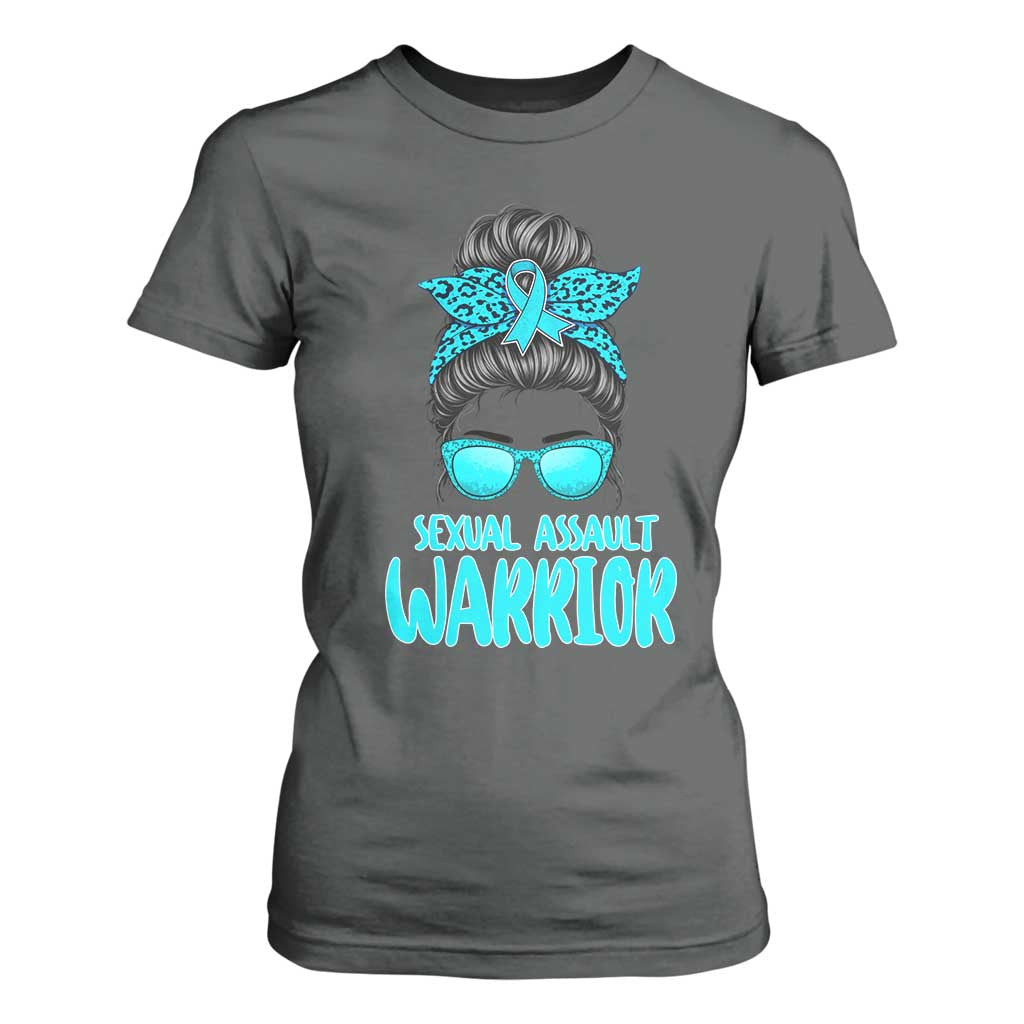 Sexual Assault Awareness Messy Bun Support Survivors T Shirt For Women TS14 Dark Heather Print Your Wear