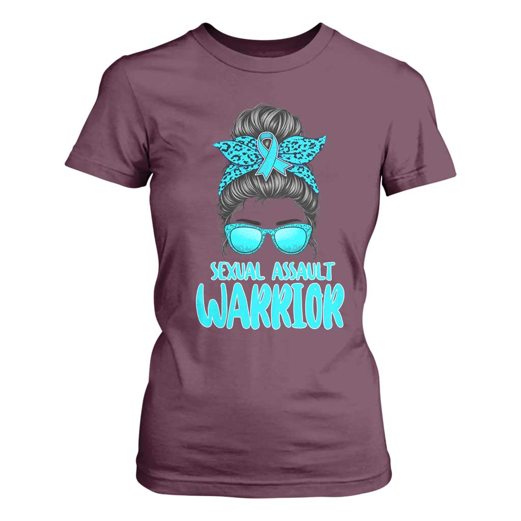 Sexual Assault Awareness Messy Bun Support Survivors T Shirt For Women TS14 Maroon Print Your Wear