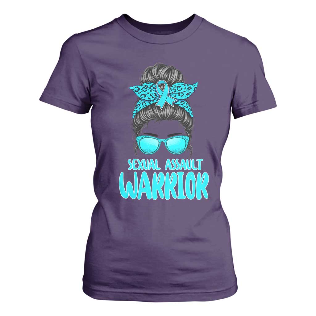 Sexual Assault Awareness Messy Bun Support Survivors T Shirt For Women TS14 Purple Print Your Wear