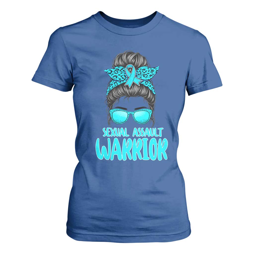 Sexual Assault Awareness Messy Bun Support Survivors T Shirt For Women TS14 Royal Blue Print Your Wear