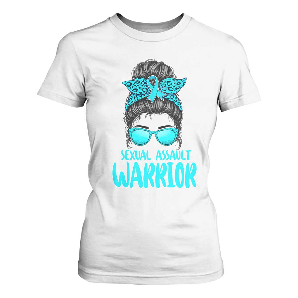 Sexual Assault Awareness Messy Bun Support Survivors T Shirt For Women TS14 White Print Your Wear