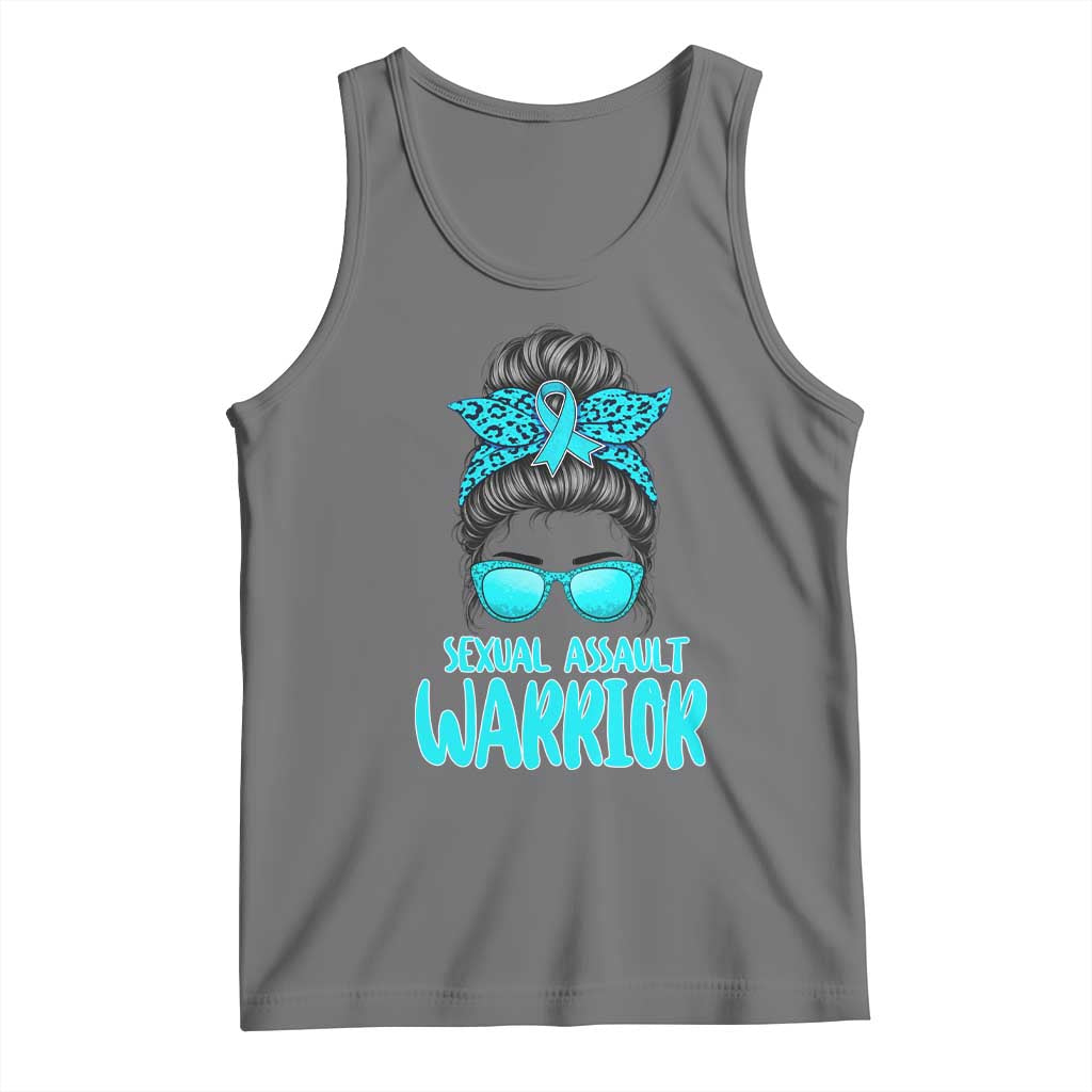 Sexual Assault Awareness Messy Bun Support Survivors Tank Top TS14 Black Heather Print Your Wear