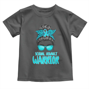 Sexual Assault Awareness Messy Bun Support Survivors Toddler T Shirt TS14 Dark Heather Print Your Wear