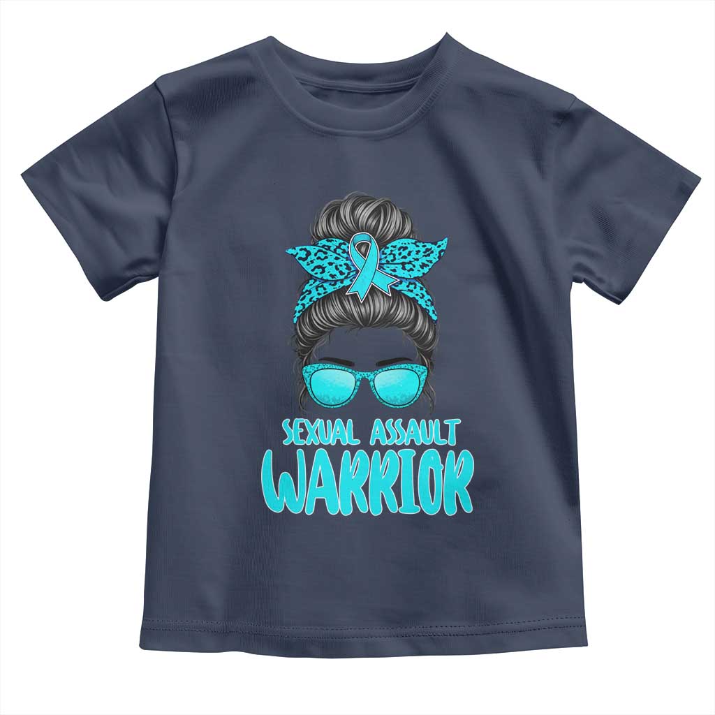 Sexual Assault Awareness Messy Bun Support Survivors Toddler T Shirt TS14 Navy Print Your Wear