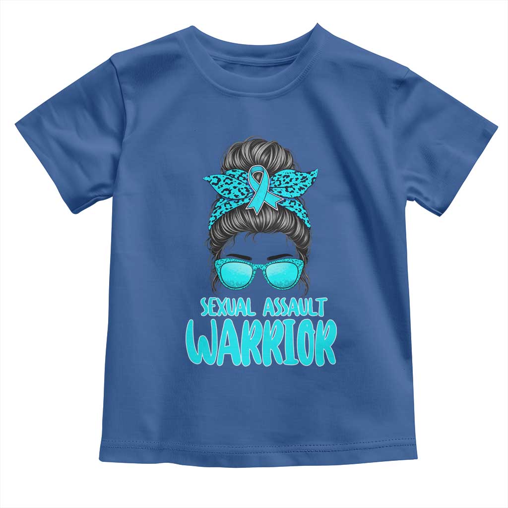 Sexual Assault Awareness Messy Bun Support Survivors Toddler T Shirt TS14 Royal Blue Print Your Wear
