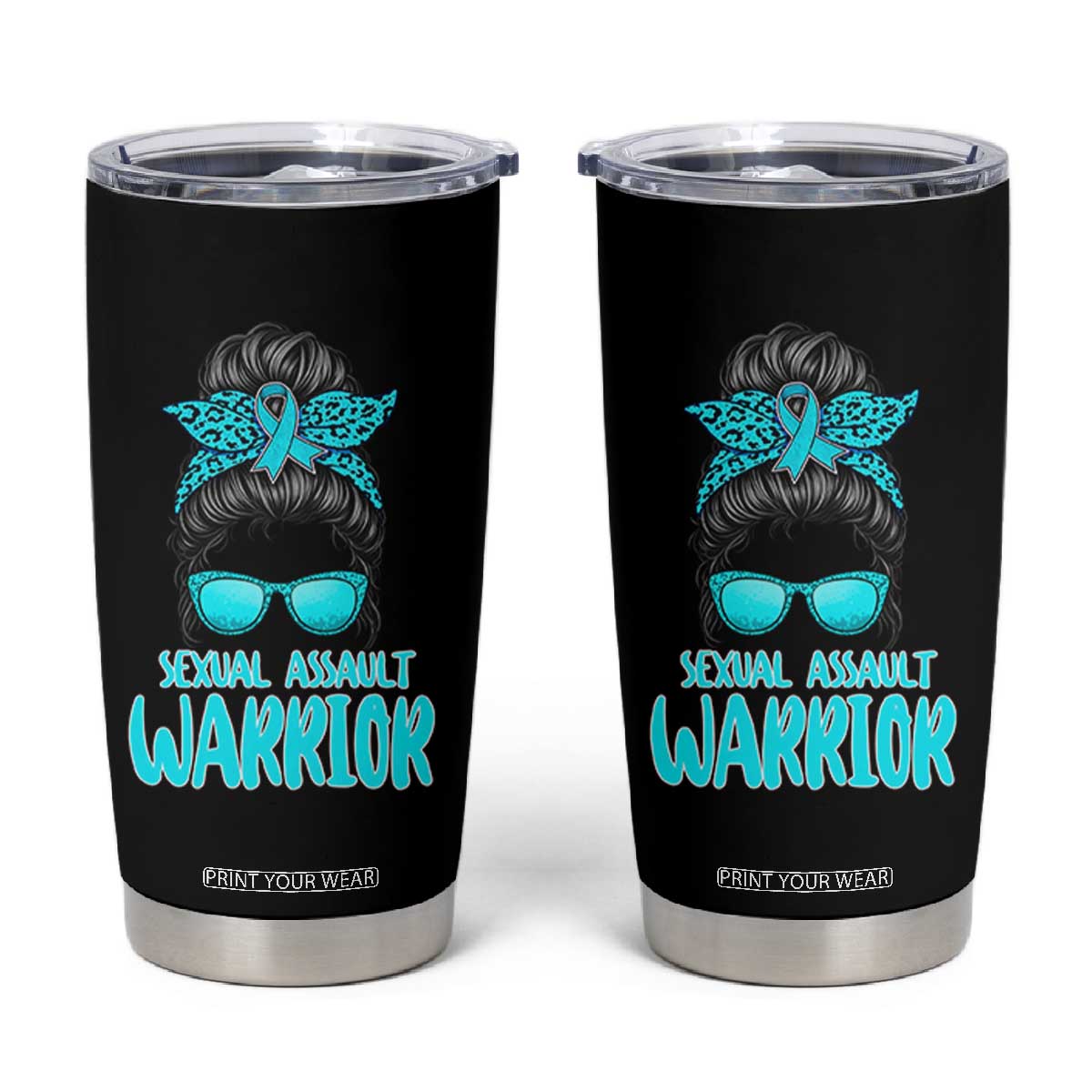 Sexual Assault Awareness Messy Bun Support Survivors Tumbler Cup TS14 Black Print Your Wear