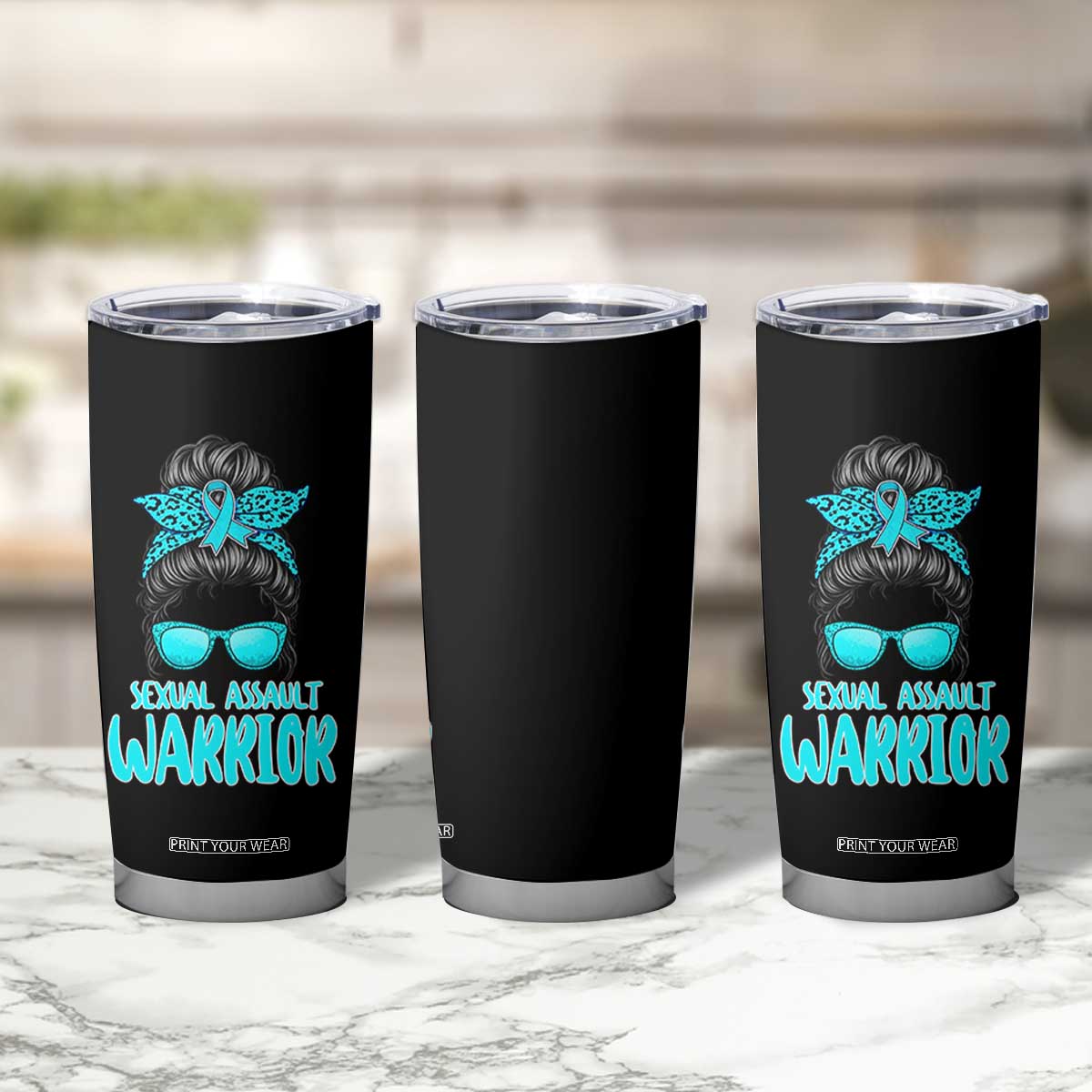 Sexual Assault Awareness Messy Bun Support Survivors Tumbler Cup TS14 Print Your Wear