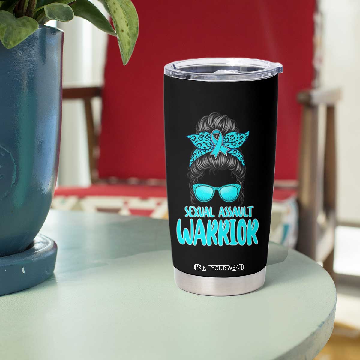 Sexual Assault Awareness Messy Bun Support Survivors Tumbler Cup TS14 Print Your Wear