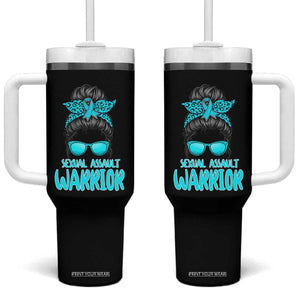 Sexual Assault Awareness Messy Bun Support Survivors Tumbler With Handle TS14 One Size: 40 oz Black Print Your Wear