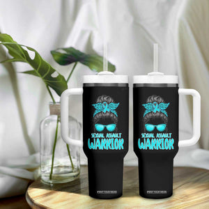 Sexual Assault Awareness Messy Bun Support Survivors Tumbler With Handle TS14 Print Your Wear
